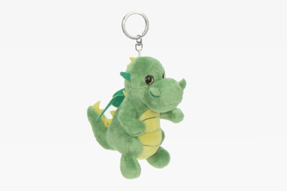 Anhänger Drache grün mit Schlüssel Plüsch  Höhe ca. 18 cm Schlüsselring (1-tlg), naTierliche Geschenke
