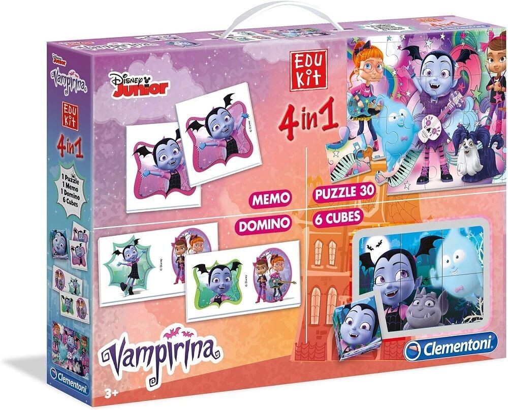 Clementoni® Puzzle Edukit 4 in 1 Vampirina Spielset, Puzzleteile, Puzzle 30 Teile, Memory, Domino,  Würfelpuzzle