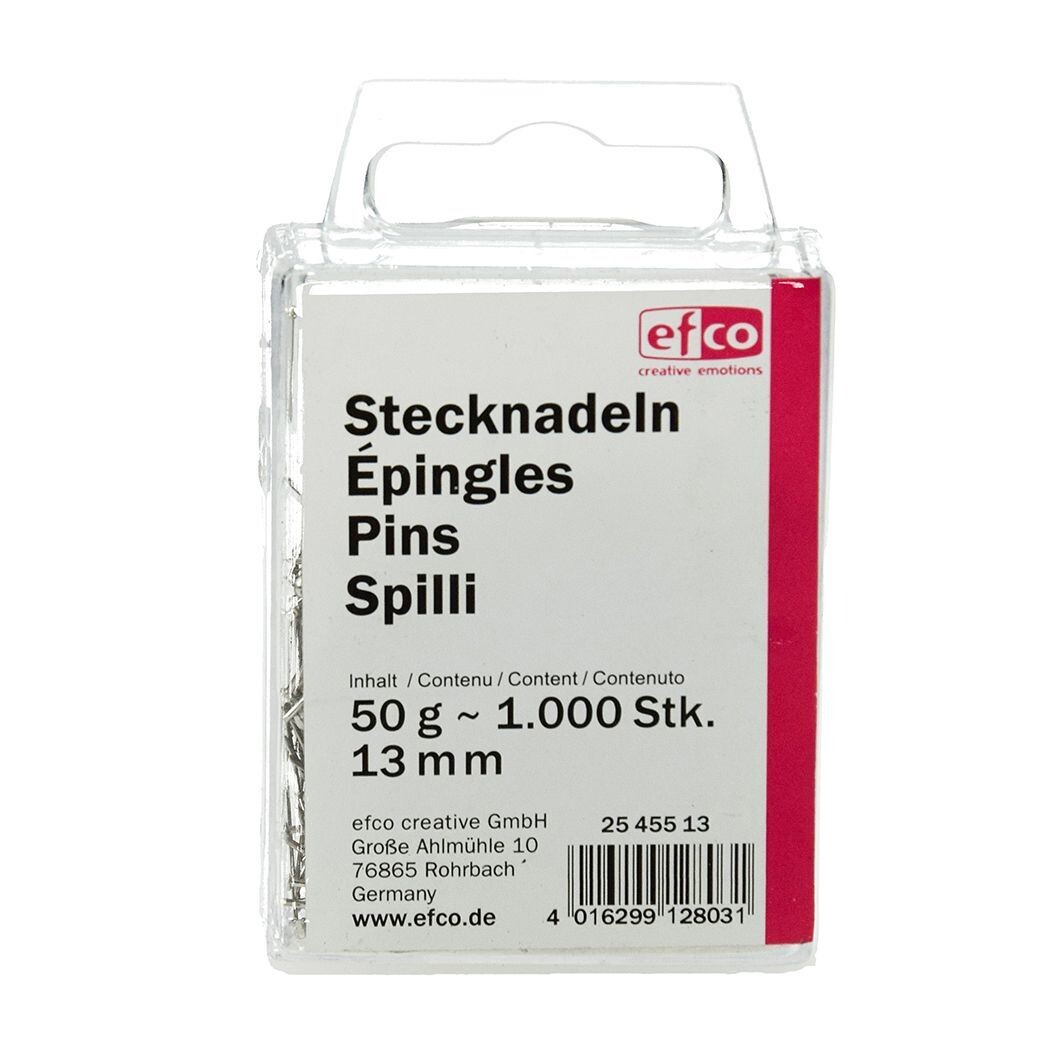 Pailletten - Stecknadeln, Eisen, 13 mm, 50 g ~ 1.000 Stk., vernickelt