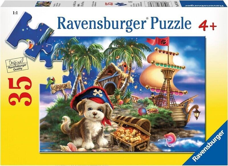 Ravensburger Puzzle Hund Welpe-Pirat Kinderpuzzle - Rätzel Motorikspielzeug, 35 Puzzleteile, Ideal als Geschenk Ravensburger Puzzle Hund Welpe-Pirat Kinderpuzzle - Rätzel Motorikspielzeug, 35 Puzzleteile, Ideal als Geschenk