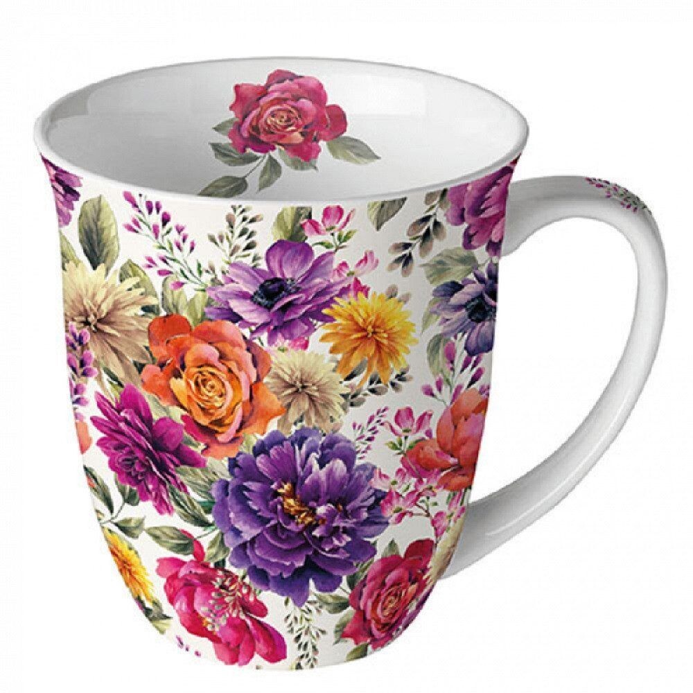 Ambiente Porzellan Becher, Sommer Porzellan Tasse - Mug Blumen Frühling Kollektion, Herbst - Pflanzen Tee/Kaffee - Ideal Als Geschenk