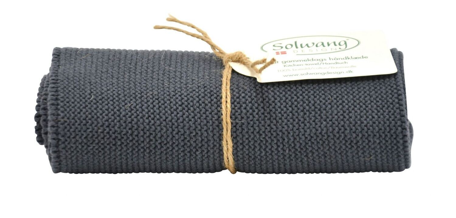 1 Stück gestricktes BIO Handtuch in dunkles Stahlgrau.