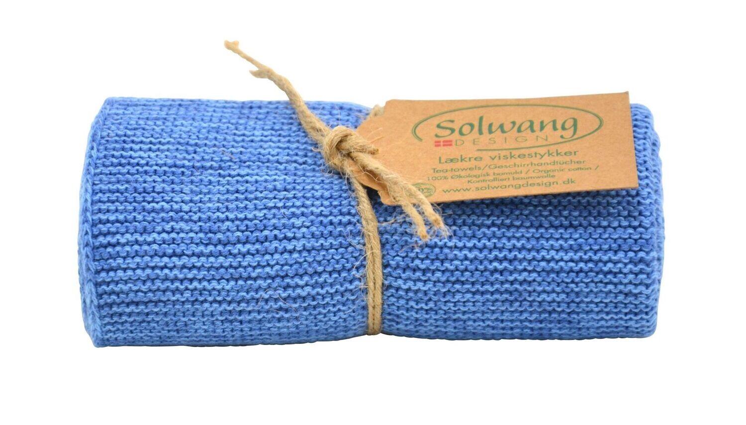 1 Stück BIO gestricktes Handtuch in Blauen Farben.