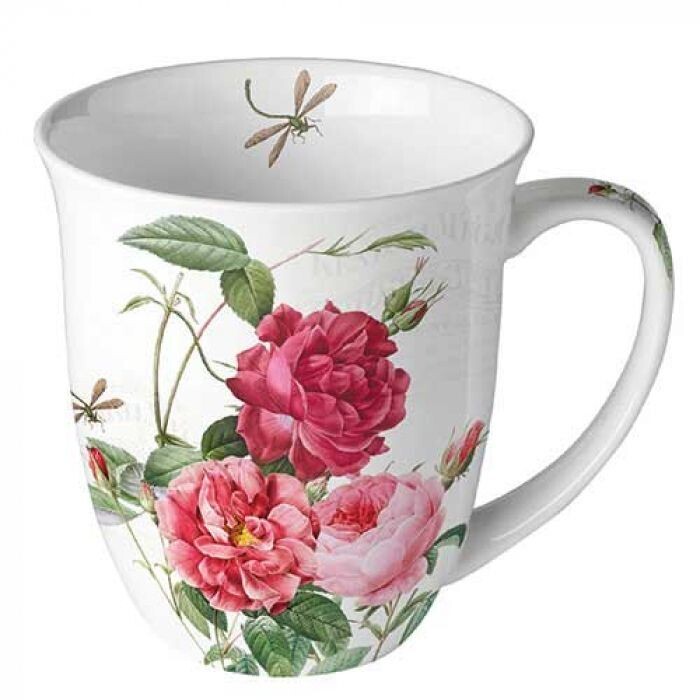 Ambiente  Becher Mug Amber Rose Tasse Kollektion Blumen - Pflanzen Sommer, Ideal als Hochzeit, Valentinstag, Muttertag Geschenk