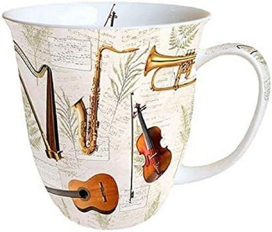 Ambiente  Becher Porzellan Mohn Wiese ca. 400 ml, Blumen, Pflanzen Mug, Porzellan Musik, Poppy Tasse - Tee/Kaffee - Ideal Als Geschenk