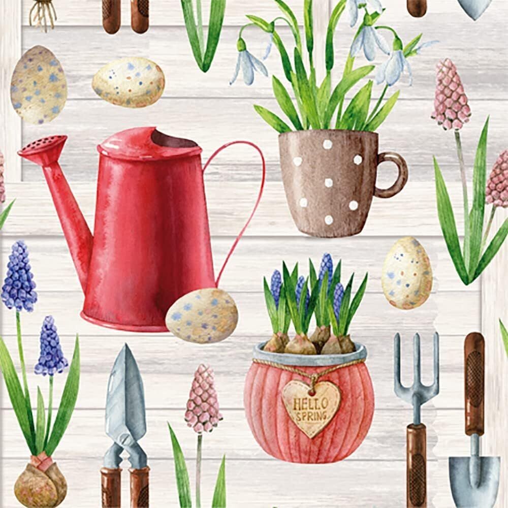 20 Servietten 3-lagig Frühling Blumen  Kollektion  Hello Spring Garten / Planzen - Hyazinthen - ti-flair
