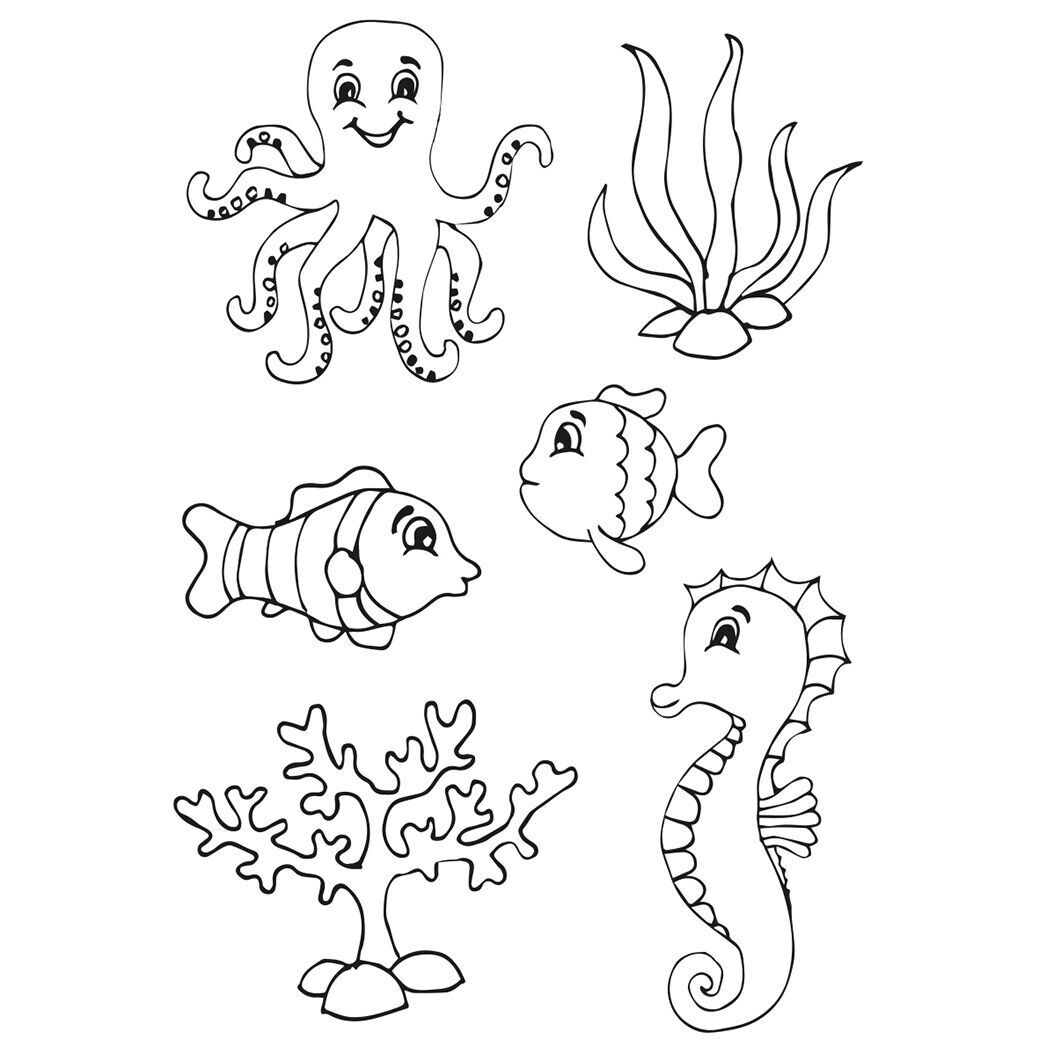 efco creative Stempel Clear, Schablone  Maritim 2, A7 / 74 x 105 mm, 6 - teilig, transparent, Basteln - Papier geignet