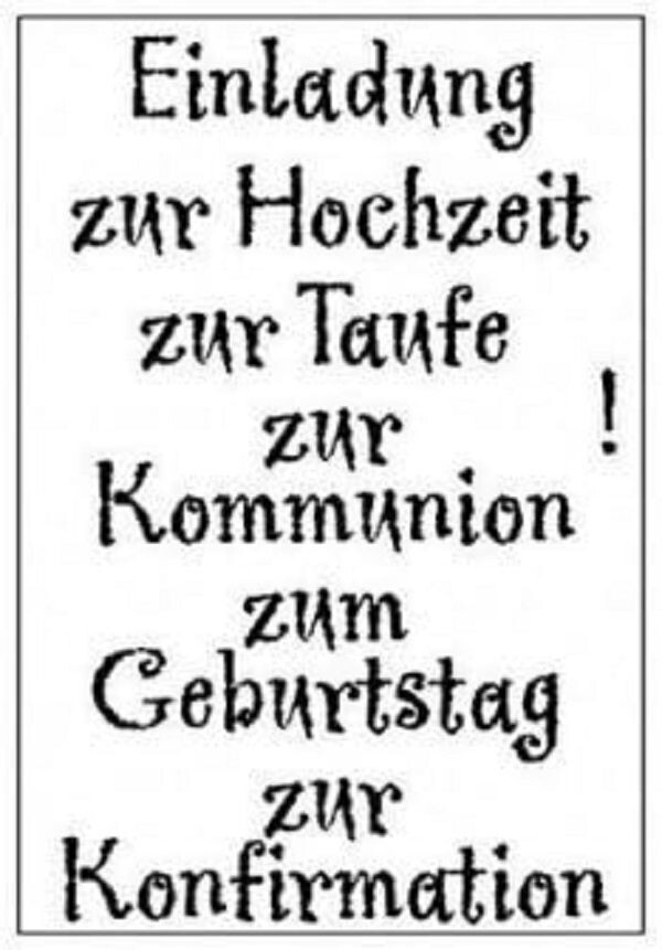 efco creative Stempel Clear, Schablone  Einladung 1 , transparent, A7/ 74 x 105 mm, 7-teilig , transparent, Basteln - Papier geignet