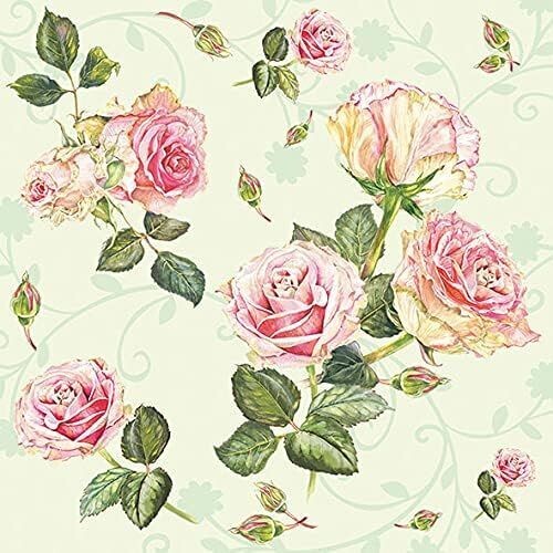 20 Servietten Rosie Grün , 3-lagig, 33 x 33 cm - Ambiente