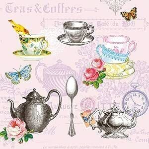 20 Servietten Tee, Kaffee Trinken , Sommmer Blumen Motiv -Mix Rose , 33x33 cm -  Ambiente