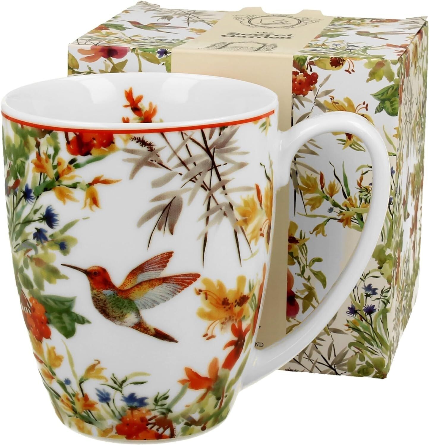 DUO Vogel / Blumen Porzellan Tasse Klassischer Becher ca. 350 ml LINNEA