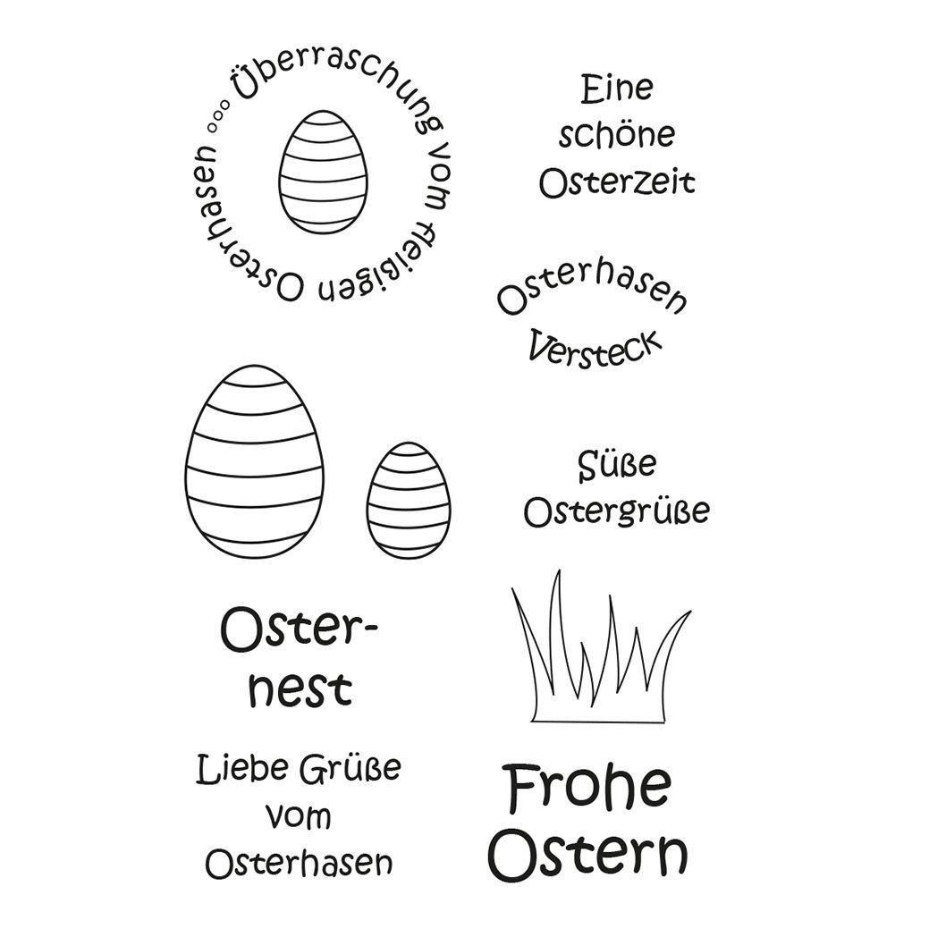 Stempel Clear, Ostern 4, A7 / 74 x 105 mm, 10 - teilig, transparent  aus Silikon. Photopolymer Schablone - Efco