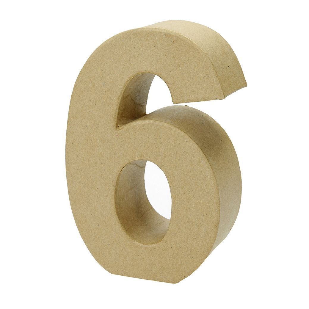 PappArt Figuren  - Zahl,  6 -, H 17,5 x B 11,2 x T 5,5 cm