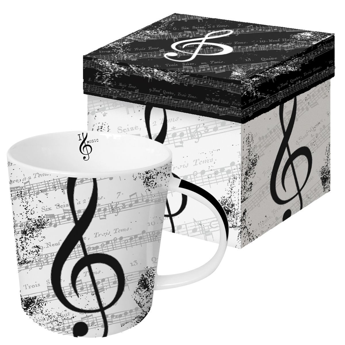Dekorative Tasse aus Knochenporzellan, Tischdekoration für heiße und kalte Getränke, Tee, künstlerische Designs, 383 ml, I Love Music Design  PPD Paper Product Design