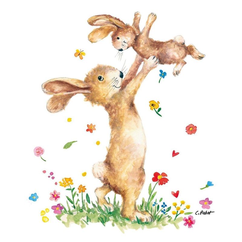 20 Servietten Hasenfamilie mit Spaß , ostern , 33x33 cm - PPD Paper Product Design