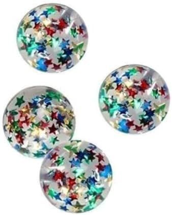 Flummi Stern 43mm 4 Stück, Flummy, Gummiball, Springbälle, Mitgebsel zum Kindergeburtstag,Spielen oder Verschenken