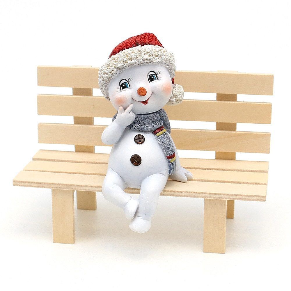 Dekofigur Schneekind rot ohne Bank , Tischdeko / Ideal als Geschenk