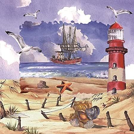 Servietten  , 33m, 3 lagig Maritim Leuchtturm ti flair Fishing on the Coast, ti flair