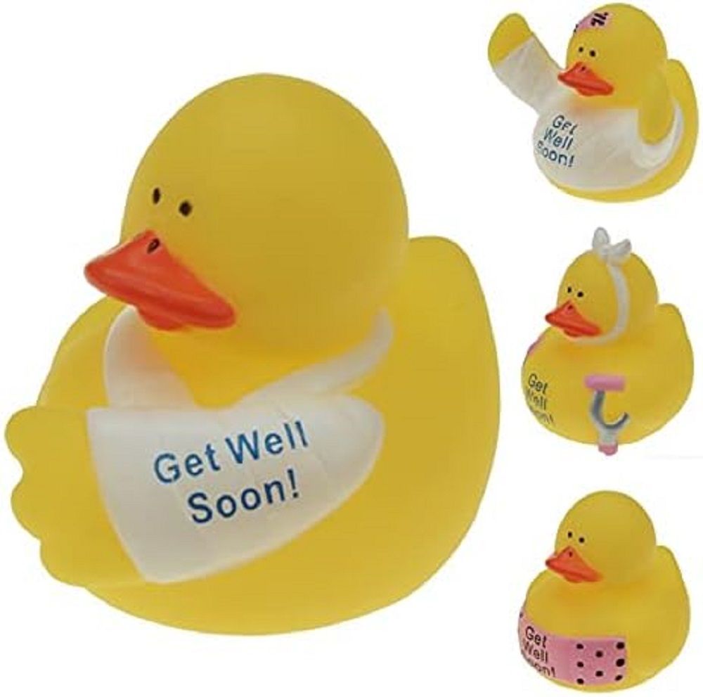 6er Set Gummi-Enten Gute Besserung / Badeente Gummiente Quietscheenten, sortiert /  Badespaß/ Dekoration / Kindergeburtstag / Mitgebsel