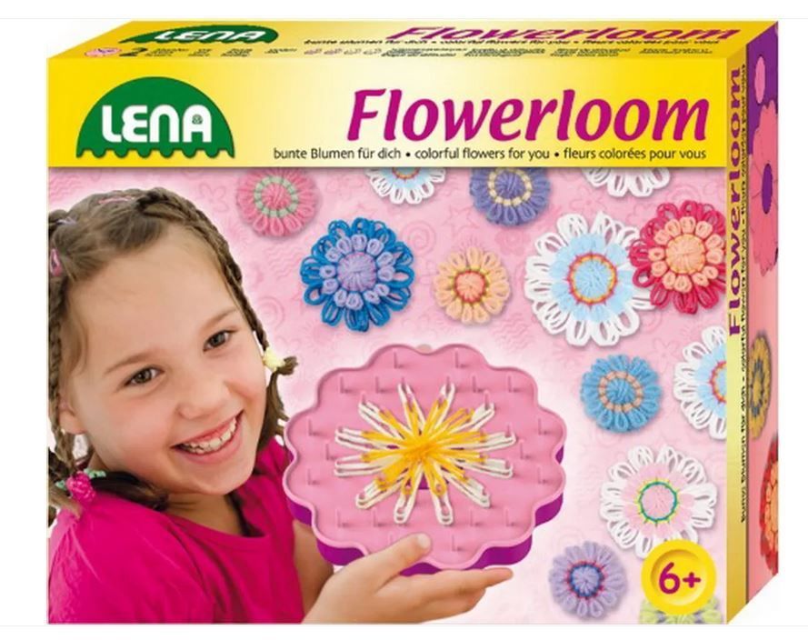 Lena Kinder Kreativ , Webrahmen Blumen / Schmuck - Basteln -   Flowerloom - Wollblüten weben - Ideal als Geschenk
