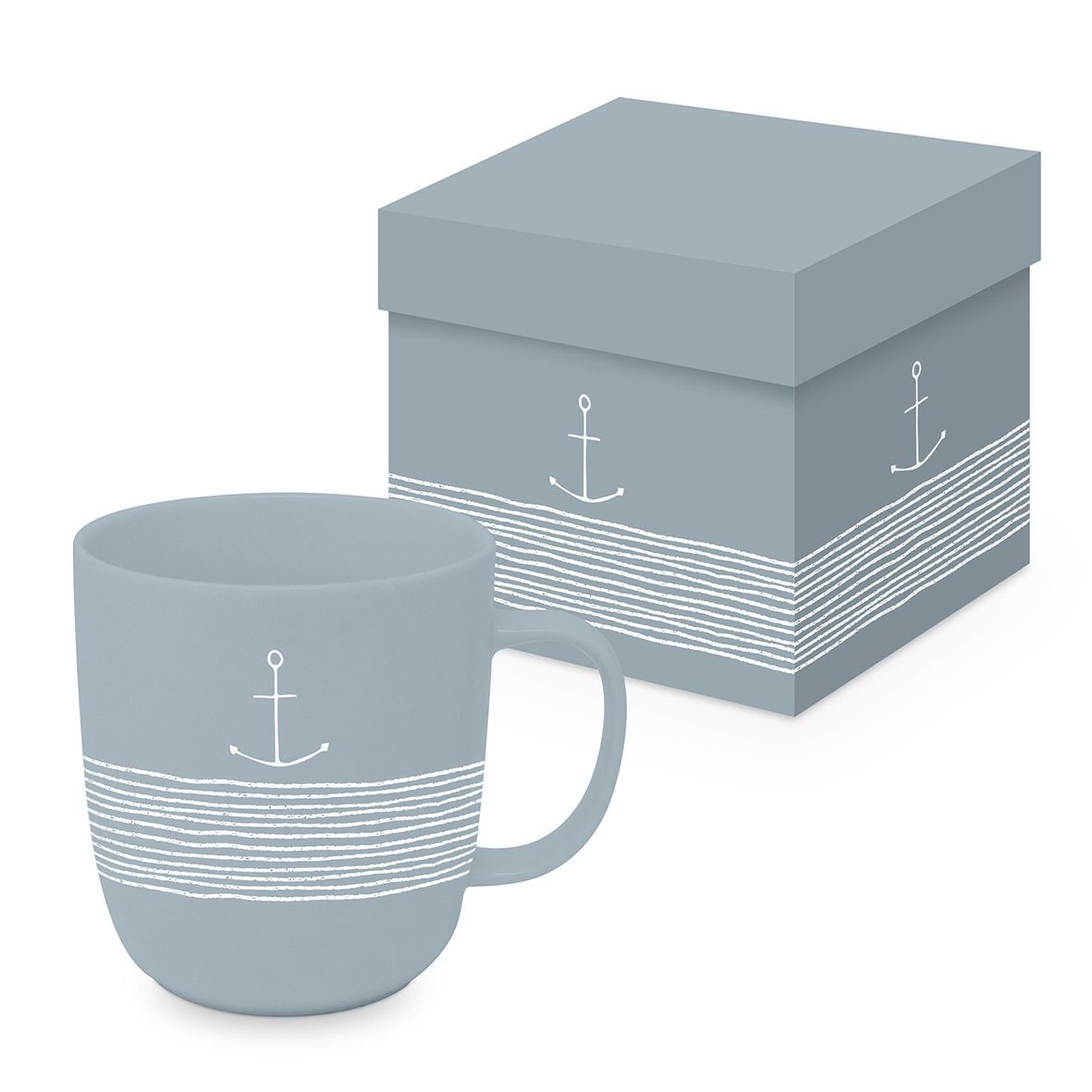 Kaffeetasse Anker Blau MattTeetasse , Cappuccinotasse Kaffee-Tasse Porzellan , 400ml , PPD Paper Product Design