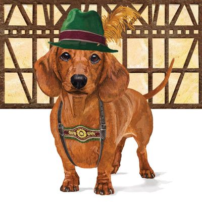 20 Servietten Hund im bayrischen Outfit,  Tischdeko , Decoupage , 33x33cm , PPD Paper Product Design