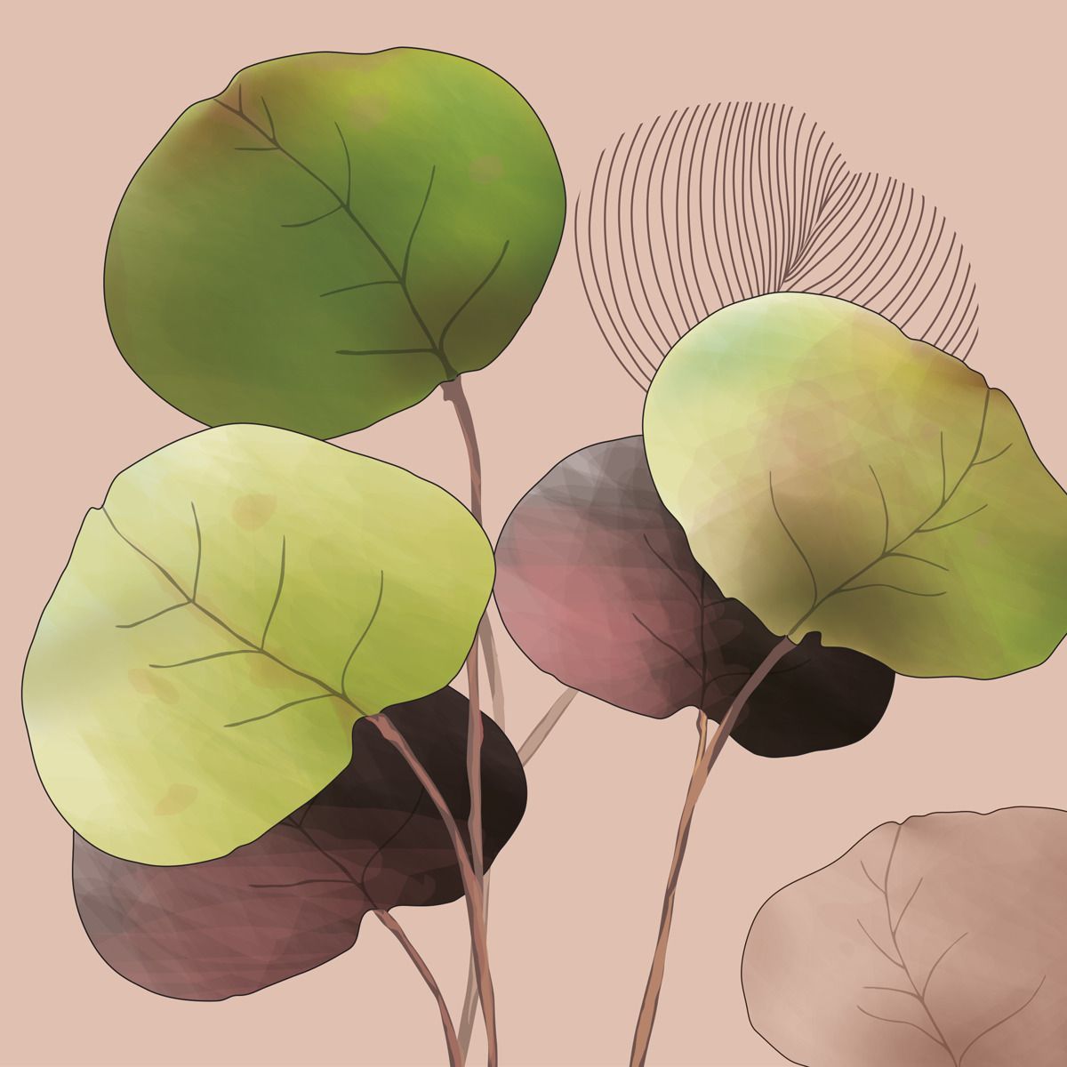 20 Servietten Kräftige Blätter auf altrosa , Herbstlich leuchtende Servietten , 33x33cm, PPD Paper Product Design