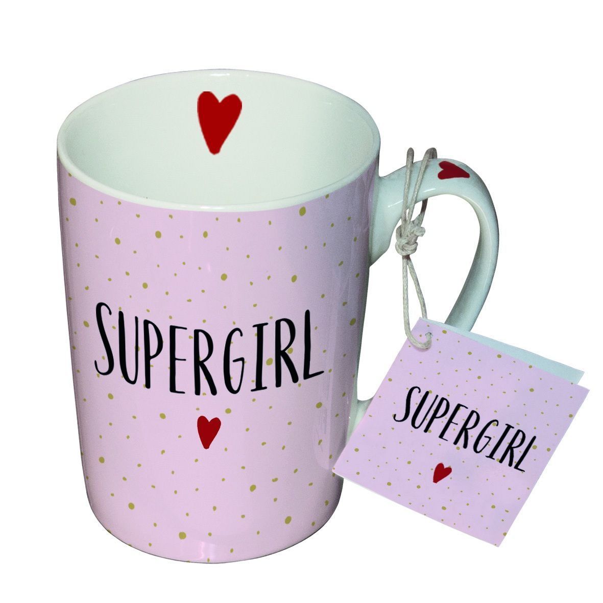 Becher Supergirl , Henkelbecher aus Porzellan New Bone China - Tasse - Lebensmittelecht , 250 ml, ppd Paper Product Design