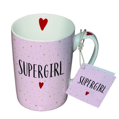 Becher Supergirl , Henkelbecher aus Porzellan New Bone China - Tasse - Lebensmittelecht , 250 ml, ppd Paper Product Design Becher Supergirl , Henkelbecher aus Porzellan New Bone China - Tasse - Lebensmittelecht , 250 ml, ppd Paper Product Design