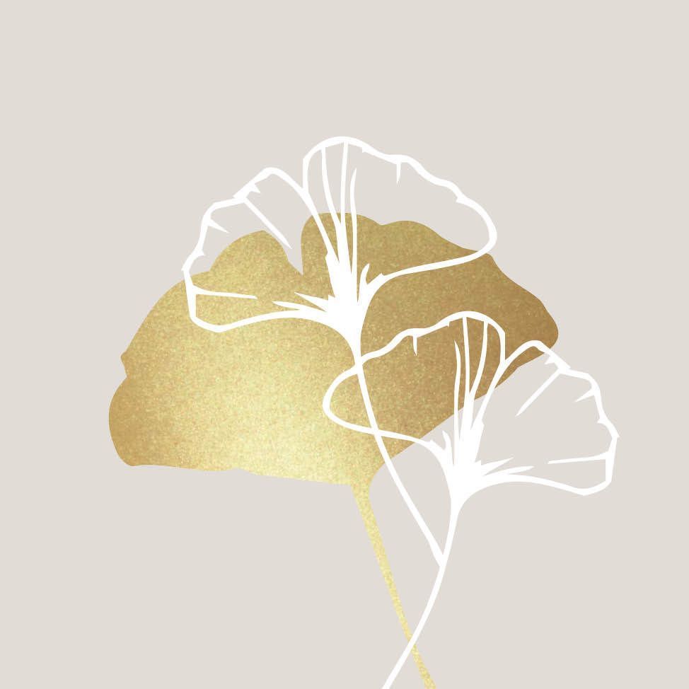 20 Servietten Natur Ginkgo gold auf taupe als Tischdeko , Decoupage , Serviettentechnik , 33x33cm , ppd Paper Product Design