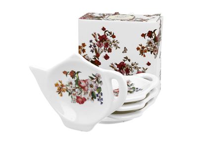 4er Set Teebeutelständer VINTAGE FLOWERS WHITE - DUO 4er Set Teebeutelständer VINTAGE FLOWERS WHITE - DUO