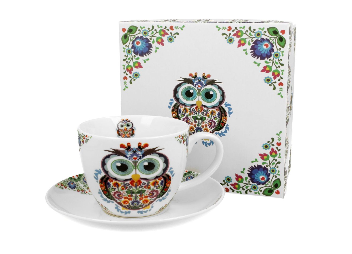 Tasse Jumbo mit Untertasse EULE ETNO, 450 ml ,  DUO
