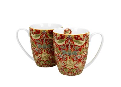 2 klassische Tassen ( 360 ml ) STRAWBERRY THIEF RED inspiriert von Morris , The Art Gallery , DUO 2 klassische Tassen ( 360 ml ) STRAWBERRY THIEF RED inspiriert von Morris , The Art Gallery , DUO