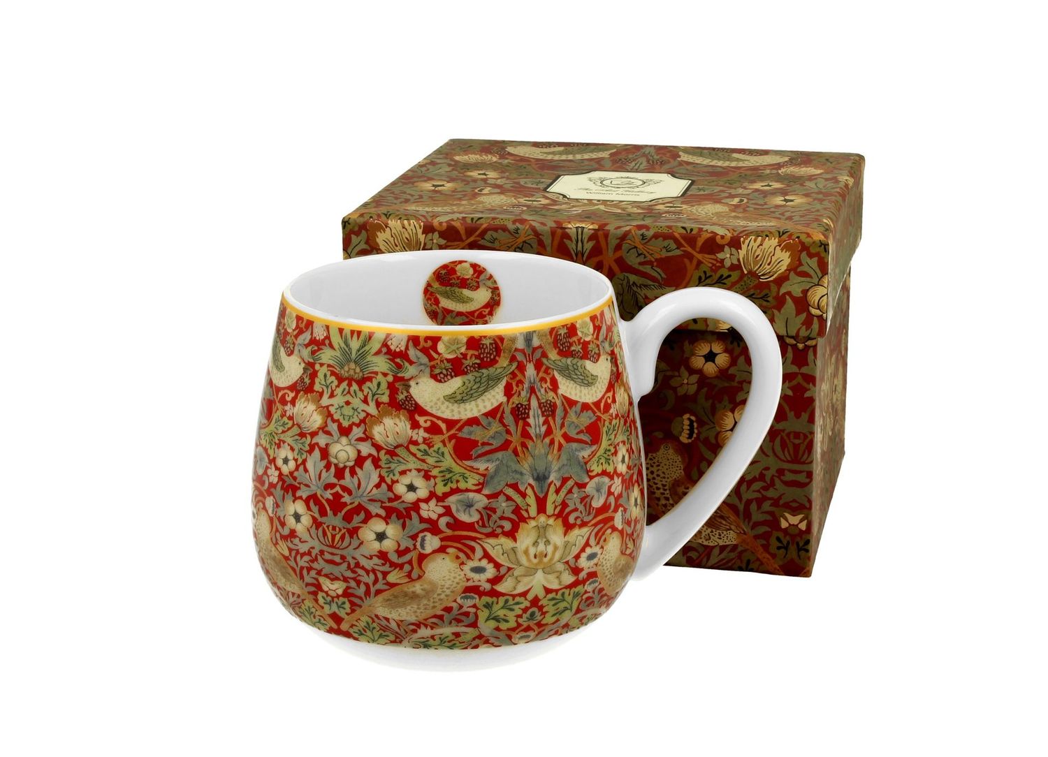 Becher Fass STRAWBERRY THIEF RED inspiriert von Morris, Porzellan, 430 ml, The Art Gallery, DUO