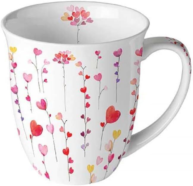 Ambiente Becher, Herzgirlanden (400 ml ) , Mug Herz Kollektion Blumen Tee/Kaffee Tasse, Porzellan, Sommmer/Frühling Motive - Ideal Als Geschenk