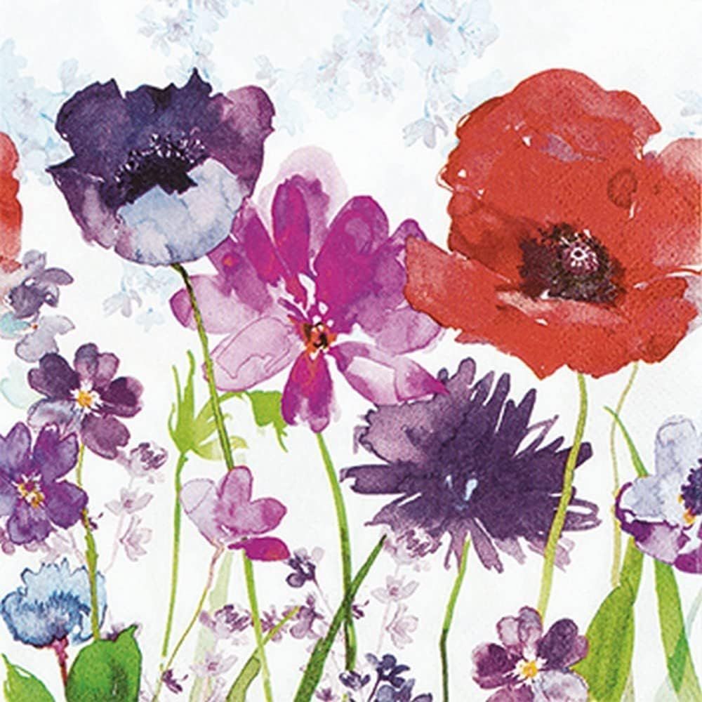 112026 Meadow of Flowers 20 Servietten, 25 cm,  Tischdeko, Serviettentechnik, Decoupage geeignet.