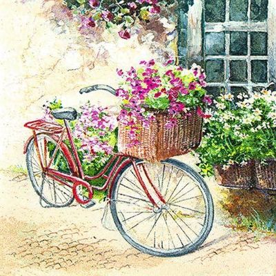 211503 Flower Bike 20 Servietten, 33 cm 211503 Flower Bike 20 Servietten, 33 cm