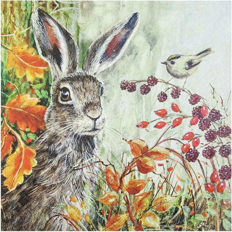 212227 Rabbit in Autumn 20 Servietten, 33 cm