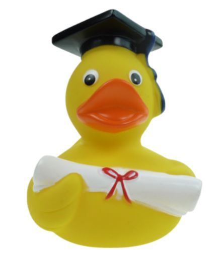 Badeente Akademiker, Schnabels  ca. 8 cm/ Beruf Ente, Bachelor Urkunde / Gummiente ideal als Mitgebsel, Geschenk, Giveaways, Kollektion