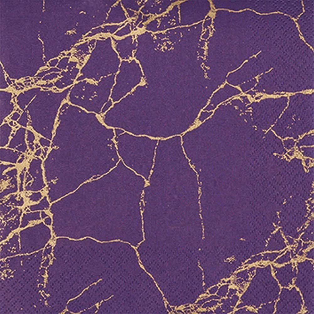 511917 Marble aubergine 20 Servietten, 25 cm