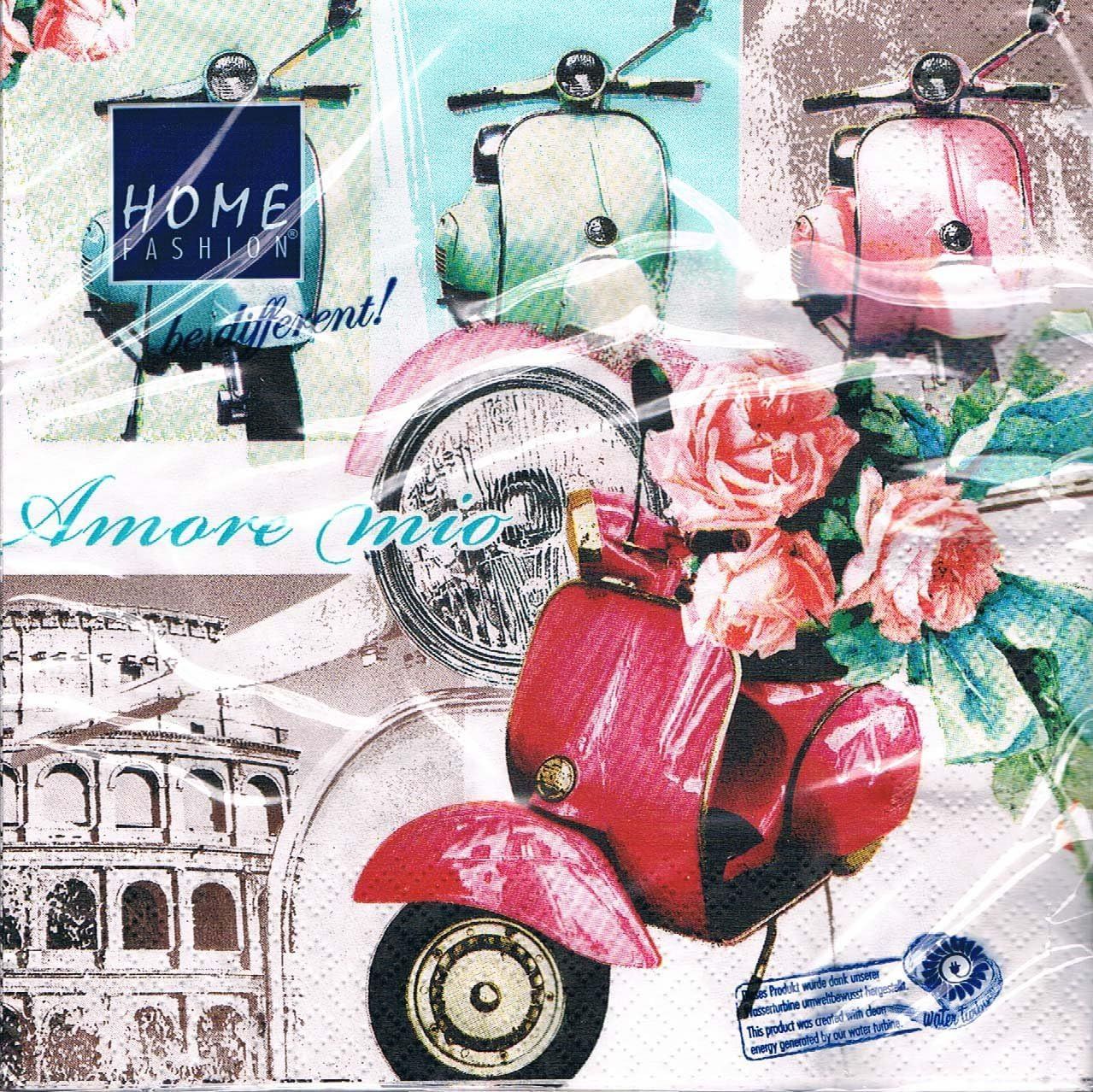 211446 Vespa di Roma 20 Servietten, 33 cm,  Tischdeko, Serviettentechnik, Decoupage geeignet.