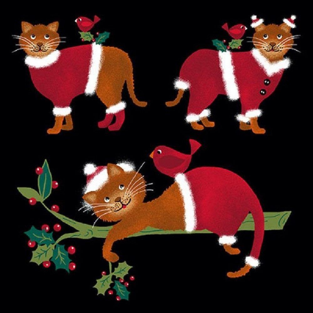 Servietten Katzen,  Weihnactsdeko / Silvester (20 St), Tiere / Winter Decoupage - Serviettentechnik geeignet