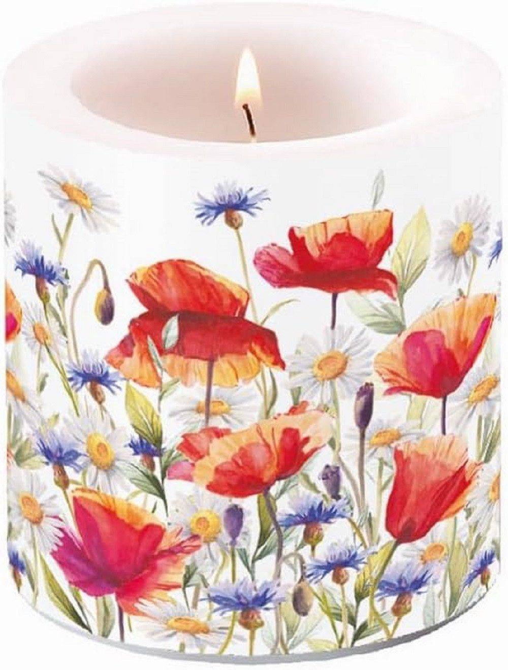 Candle small Poppies and cornflowers