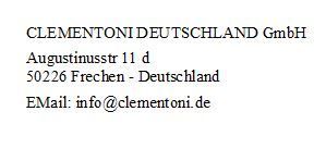 CLEMENTONI DEUTSCHLAND GmbH, Augustinusstr 11,  D-50226  Freche, EMail: info@clementoni.de
