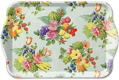 Melamin Tablett ca. 13 x 21 cm Blumen und Obst, Flowers and Fruits Green,Kaffee, Tee Service , Ambiente