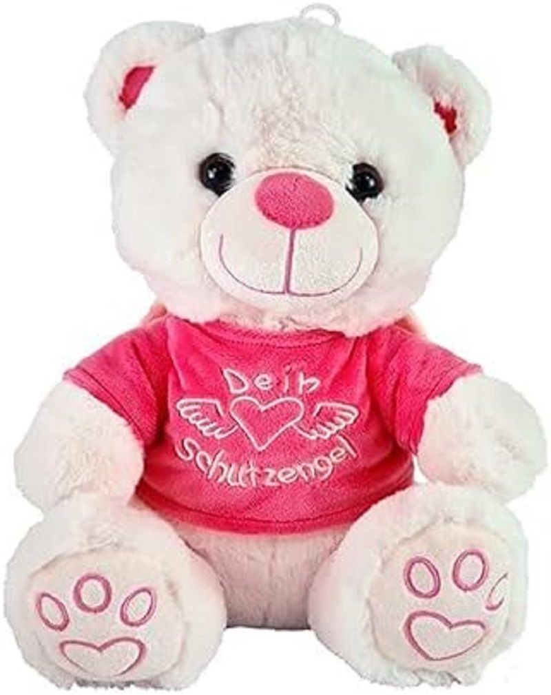 Bär Schutzengel ca. 20 cm Plüsch sitzend mit Flügeln- Schutzengelbär - Glücksbär Teddy -Teddybär Engel - Rosa