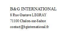 B&G INTERNATIONAL, 8 Rue Gustave LEGRAY , 71100 Chalon-sur-Saône, contact@bginternational.fr