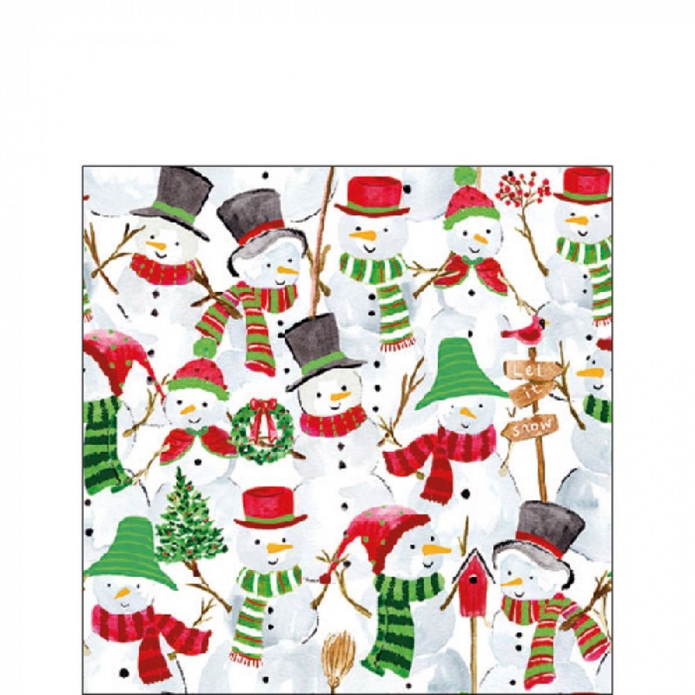 Ambiente Coctail Serviette 25cm  Schneemannparty FSC Mix ,Snowman Winter, Party, Coctailservietten, als Tischdeko, Decoupage, Serviettentechnik
