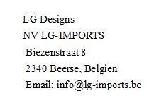 NV LG-IMPORTS, Biezenstraat 8, 2340 Beerse, Belgien, Email: info@lg-imports.be