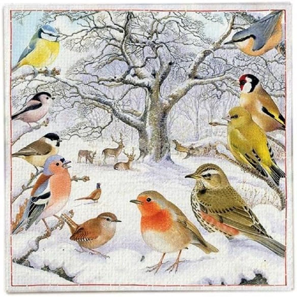 Ambiente  Vogeltreffen, Vogel, Wald Papierservietten , 3-lagig ca. 33cm Servietten als Tischdeko - Decoupage - Serviettentechnik
